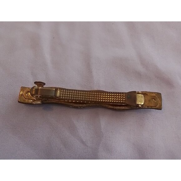 Vintage Elegant Rhinestone Hair Clip Barrette Wavy Design Gold Tone - Picture 4 of 4